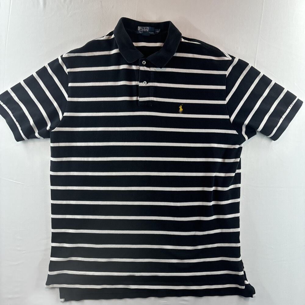 Ralph Lauren Polo Men’s XXL Black White Stripe JailbirdYellow Pony Short Sleeve